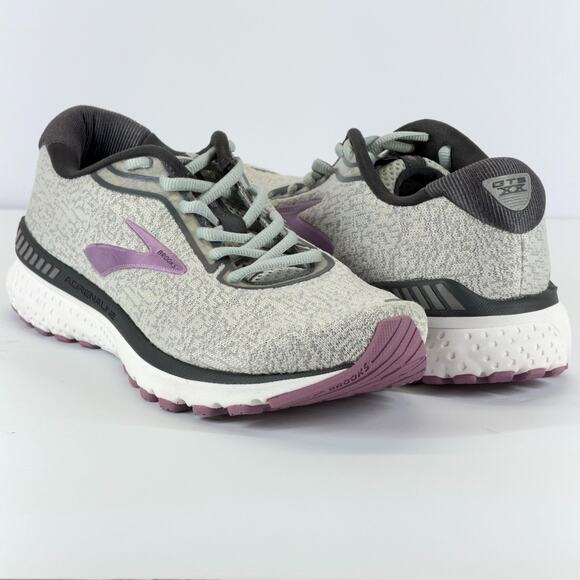 Brooks Shoes - Brooks Adrenaline GTS 20 Wide D Women 9.5 Gray Purple Lace Up Low Top Running